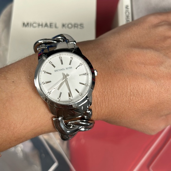 Michael Kors Women's Elena Silver Dial Twist Bracelet Watch MK3607- gently used - Picture 2 of 16